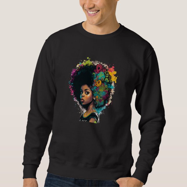 Sudadera Womens Graffiti Afro Black Women African American  (Anverso)