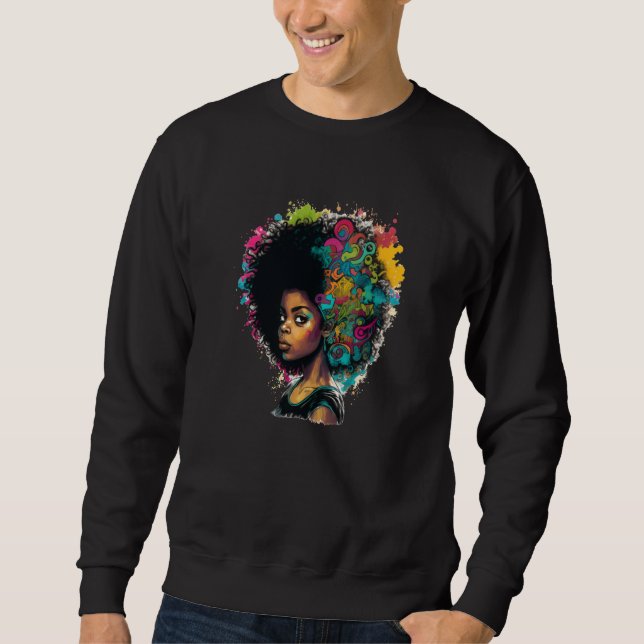 Sudadera Womens Graffiti Afro Black Women African American  (Anverso)