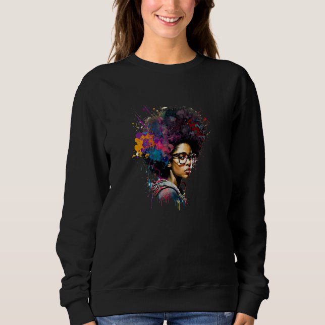 Sudadera Womens Graffiti Afro Black Women African American  (Anverso)