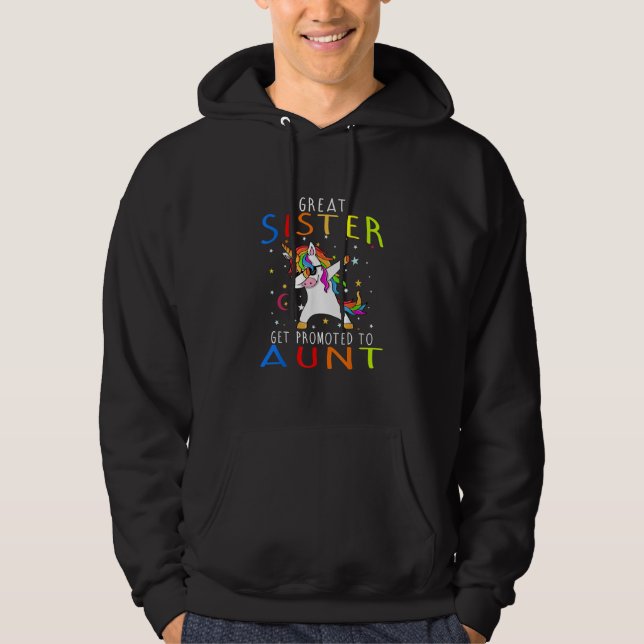 Sudadera womens great sisters get promoted to aunt unicorn, (Anverso)