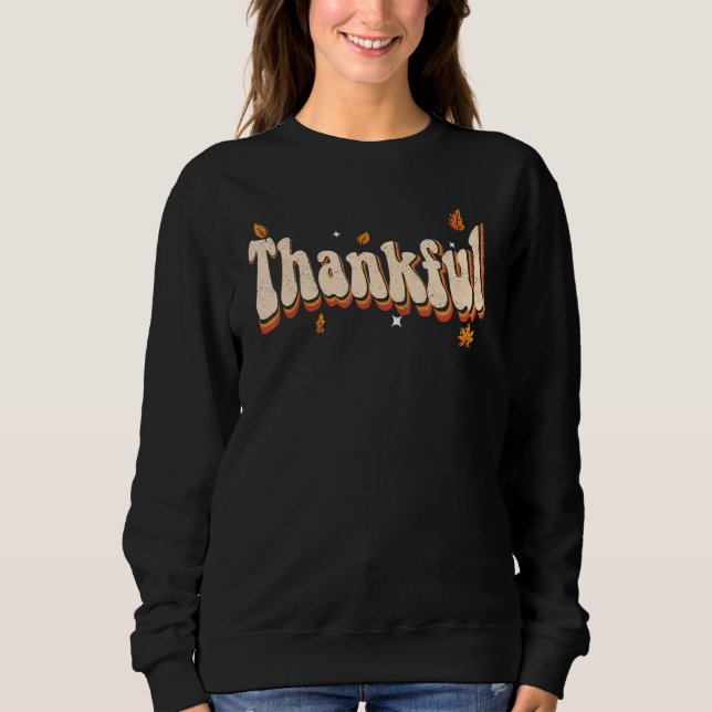 Sudadera Womens Groovy Thankful Mama Fall Autumn Thanksgivi (Anverso)
