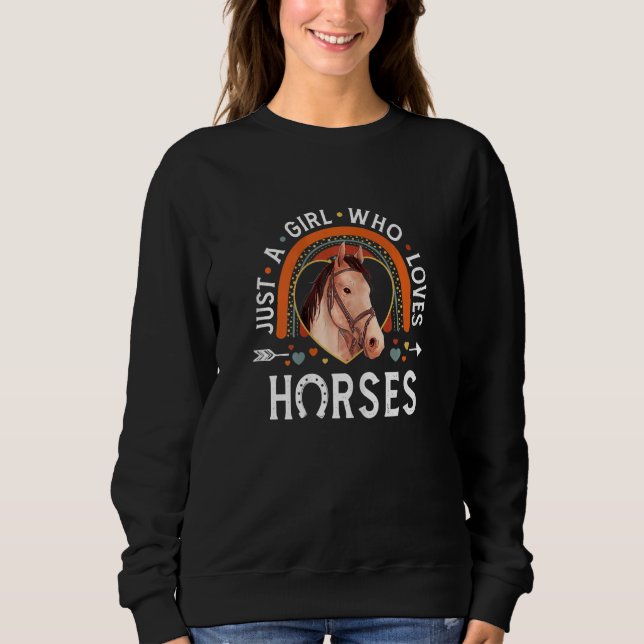 Sudadera Womens Just A Girl Who Loves Horses Rainbow Appare (Anverso)