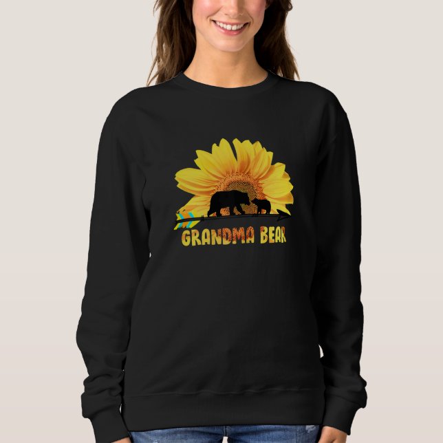 Sudadera Womens LAM GAP Grandma Sunflower Bear Best Grandma (Anverso)
