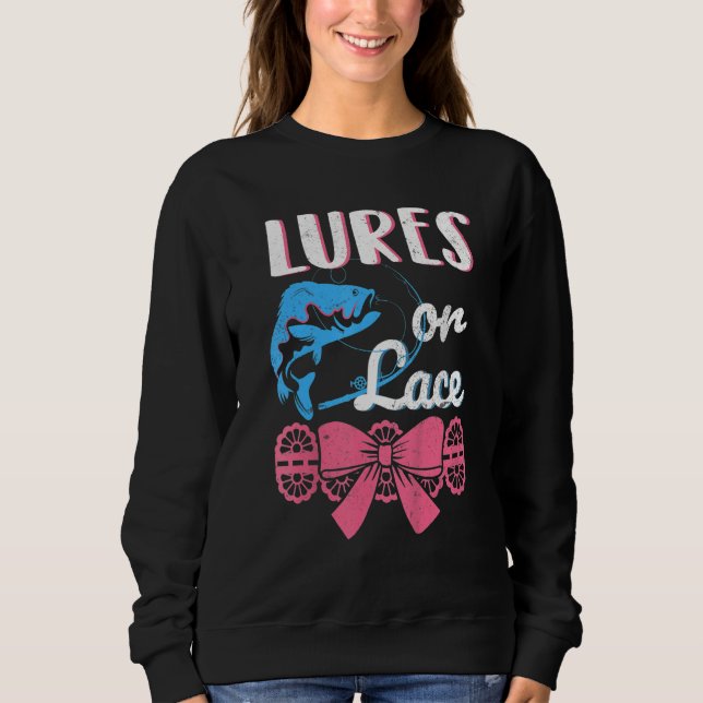 Sudadera Womens Lure Or Lace Pregnancy Gender Reveal Fishin (Anverso)