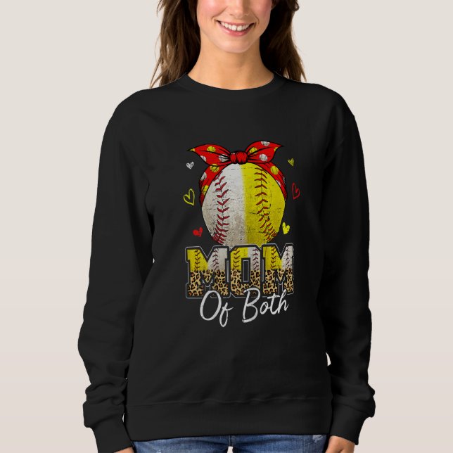 Sudadera Womens Mom Of Both Baseball And Softball Mom  Moth (Anverso)