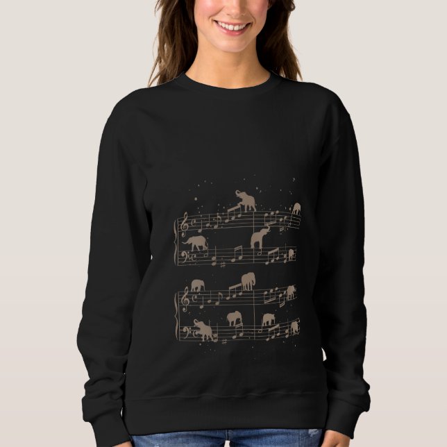 Sudadera Womens Music Notes Elephant (Anverso)