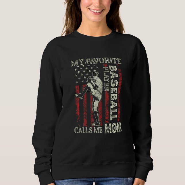 Sudadera Womens My Favorite Baseball Player Calls Me Mom US (Anverso)
