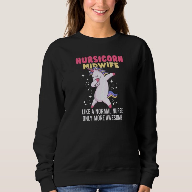 Sudadera Womens  Nursicorn Midwife Dabbing Unicorn Midwife (Anverso)
