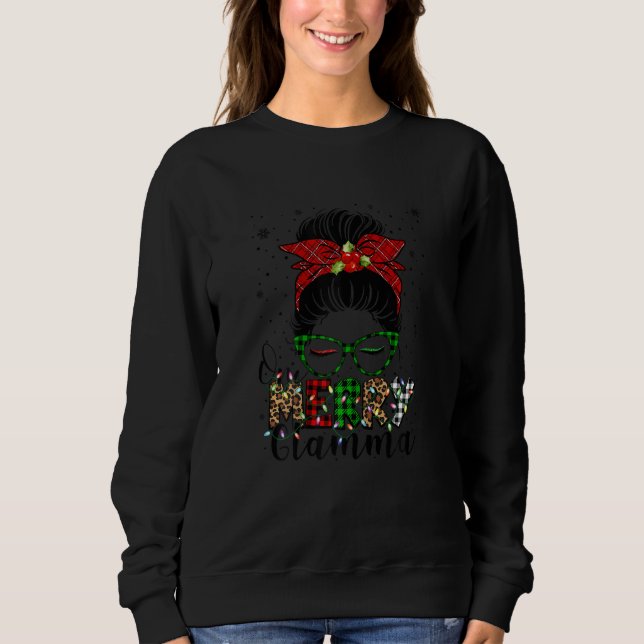 Sudadera Womens One Merry Glamma Messy Bun Christmas Family (Anverso)