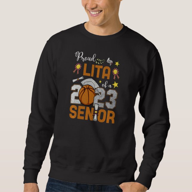 Sudadera Womens Proud Lita Of A 2023 Senior Basketball Grad (Anverso)