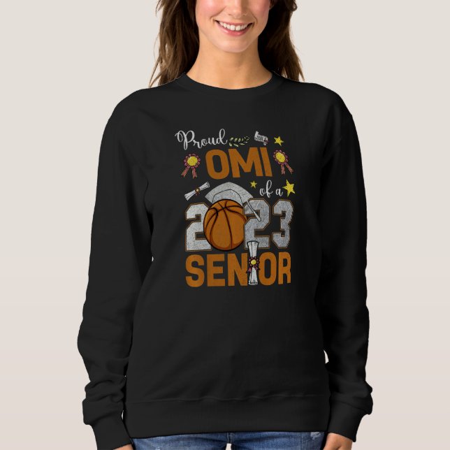 Sudadera Womens Proud Omi Of A 2023 Senior Basketball Gradu (Anverso)