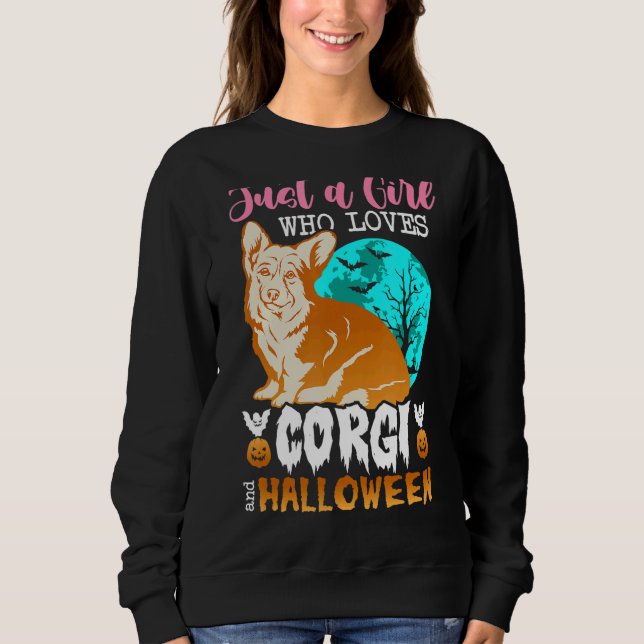 Sudadera Womens Scary Halloween dog corgi holder (Anverso)