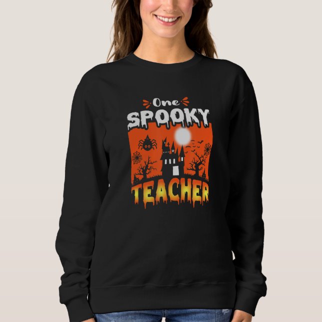Sudadera Womens Scary Spooky Halloween Haunted Castle Night (Anverso)