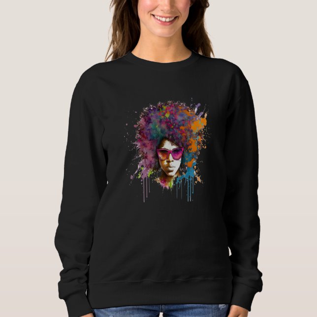 Sudadera Womens Strong Afro Black Women African American  2 (Anverso)