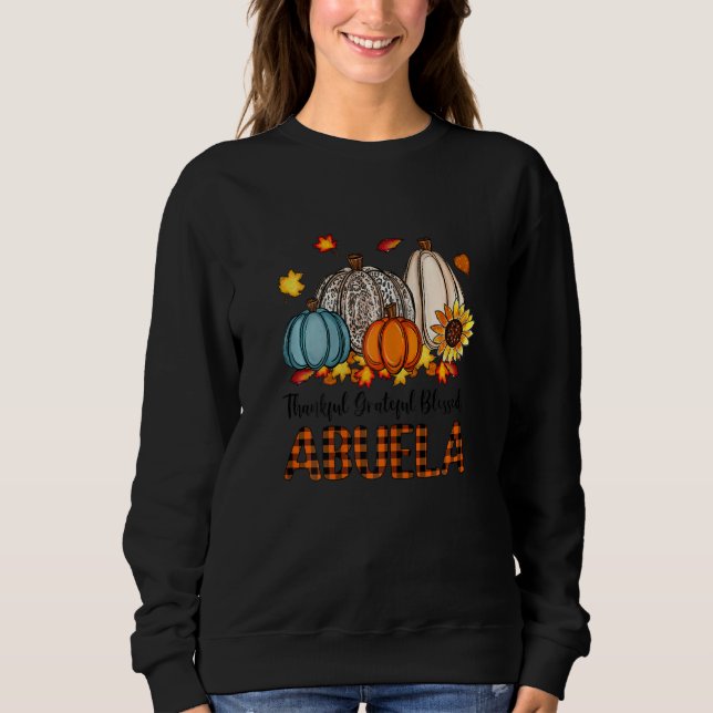 Sudadera Womens Thankful Grateful Blessed Abuela Pumpkins F (Anverso)