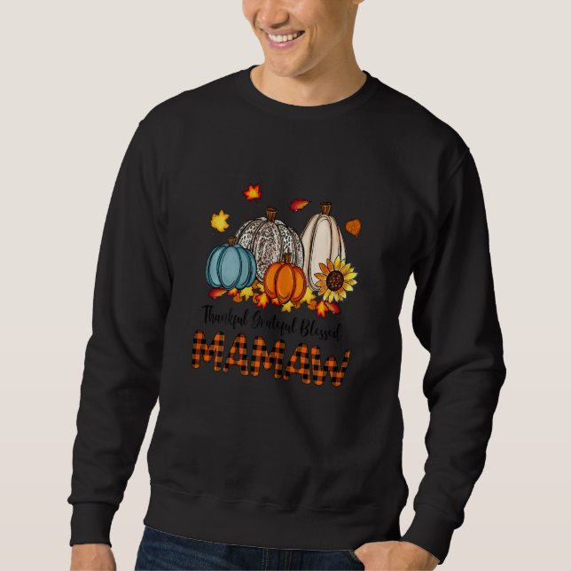 Sudadera Womens Thankful Grateful Blessed Mamaw Pumpkins Fa (Anverso)