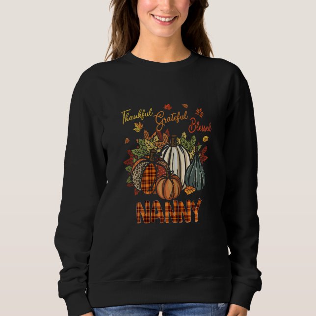 Sudadera Womens Thankful Grateful Blessed Nanny Pumpkins Fa (Anverso)