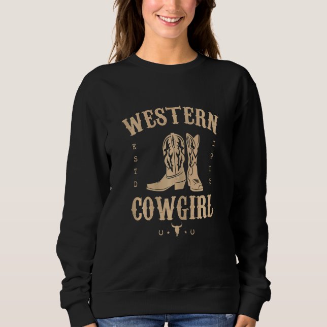 Sudadera Womens Western Cowgirl Yeehaw Hippie Boho Cow Bull (Anverso)