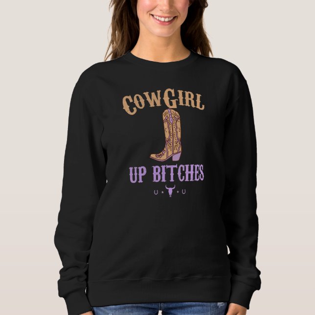 Sudadera Womens Western Cowgirl Yeehaw Hippie Boho Cow Bull (Anverso)