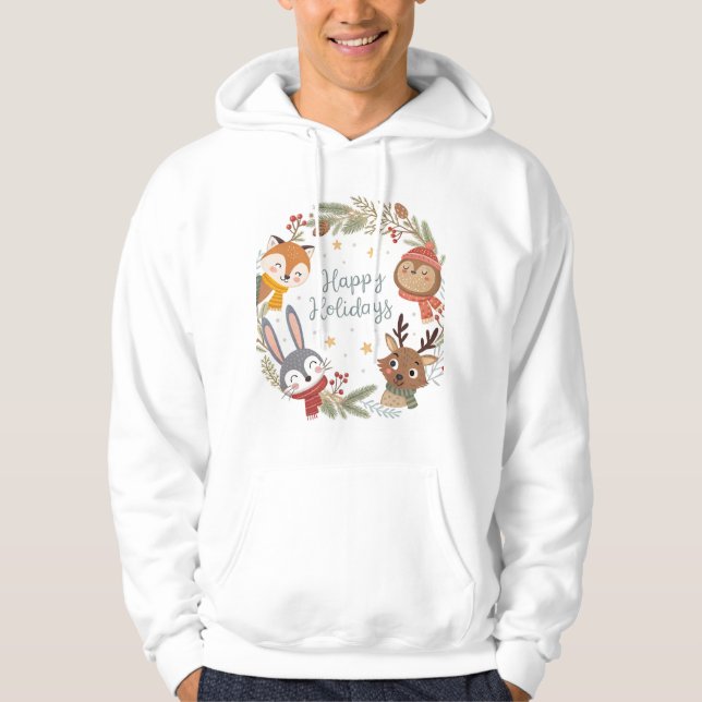 Sudadera Woodland Friends Happy Holidays Circle  (Anverso)