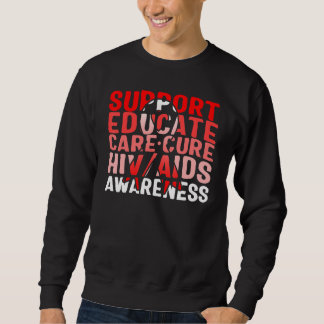 Sudadera Word Aids Days Support Educate Care Cure Red Aware