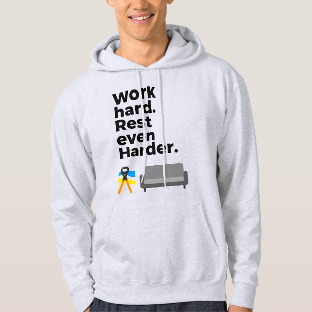 Sudadera Work Hard Rest Even Harder Minimal Quote Design (Anverso)