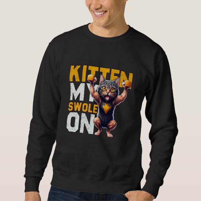 Sudadera Workout Kitten My Swole On Workout Retro Cat  1 (Anverso)
