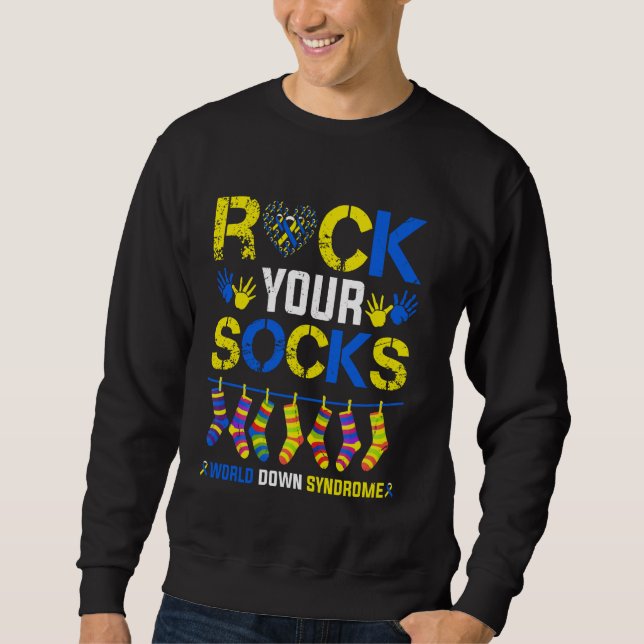 Sudadera World Down Syndrome Day Rock Your Socks Awareness  (Anverso)