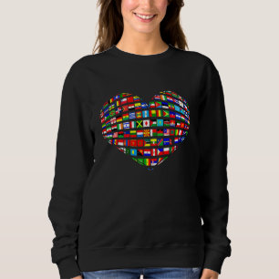 Sudadera World Flags Earth Day Heart Shape Art