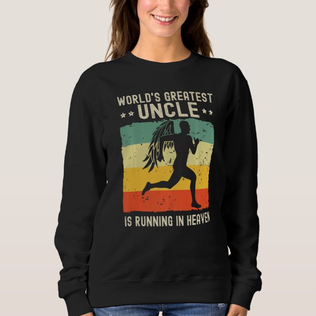 Sudadera World Greatest Uncle Running in Heaven Family Memo (Anverso)