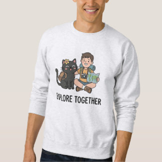 Sudadera World Map Adventure Black Cat Boy Graphic Art