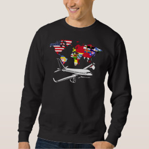 Sudadera World Map Traveller Plane Travelling World Flags