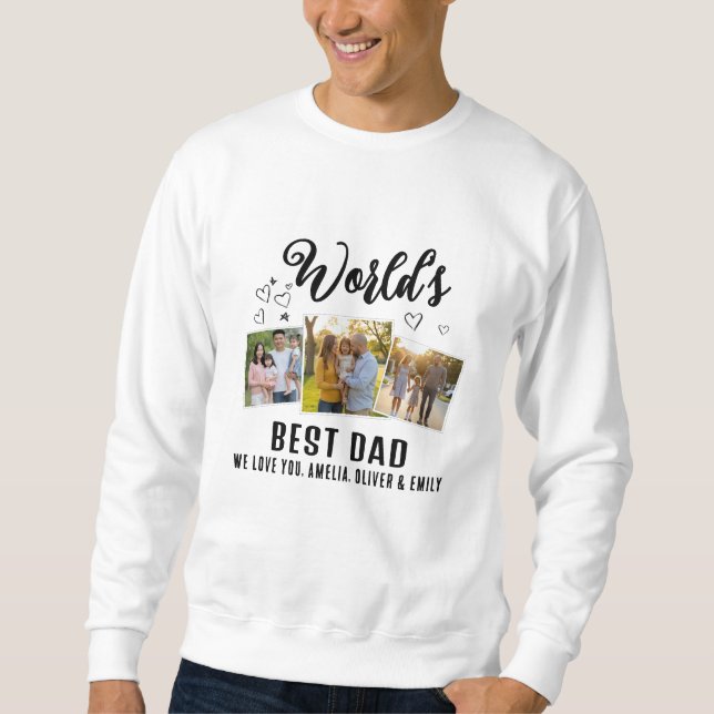 Sudadera World's Best Dad Custom 3 Photo Collage (Anverso)