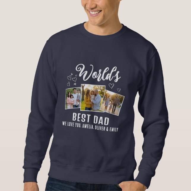 Sudadera World's Best Dad Custom 3 Photo Collage (Anverso)