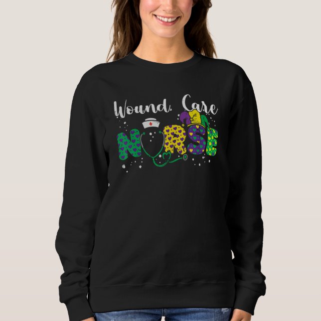 Sudadera Wound Care Nurse Mardi Gras Leopard Festival Party (Anverso)