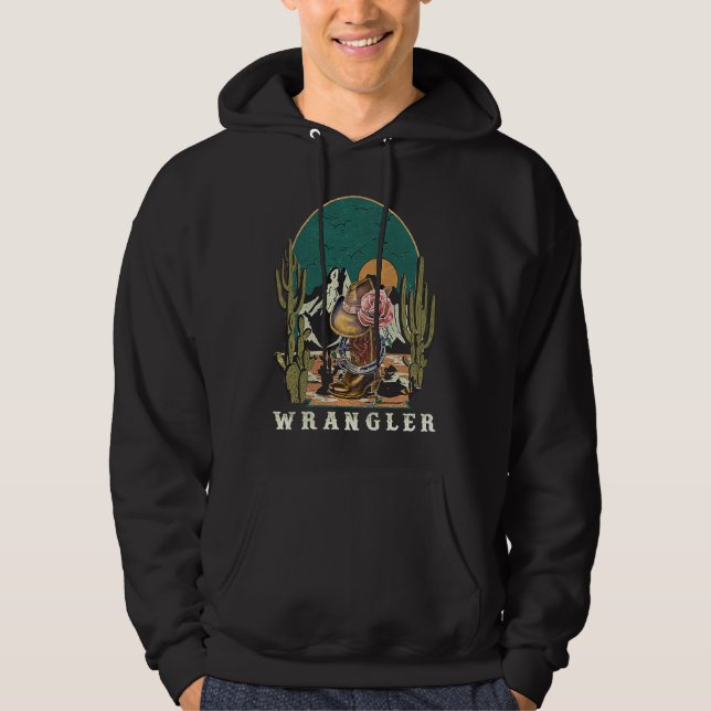 Sudadera Wrangler Cráneos de Toro Flores Cactus Sarcástico  (Anverso)