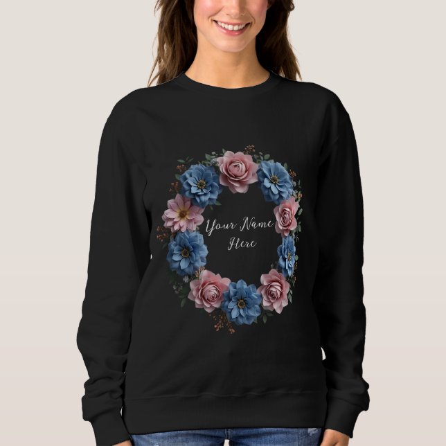 Sudadera Wreath personalizada de flores rojas y azules de D (Anverso)