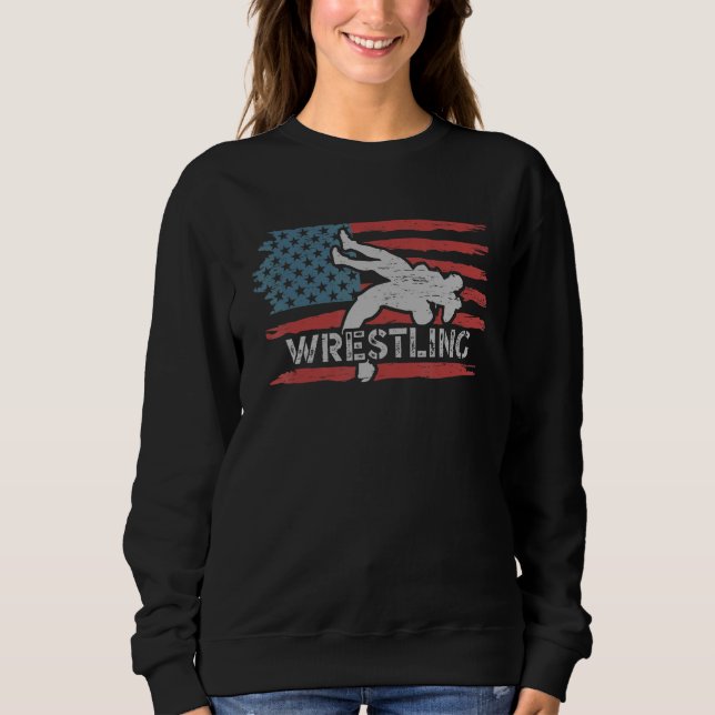 Sudadera Wrestling American Flag Ring Athlete Wrestler Coac (Anverso)