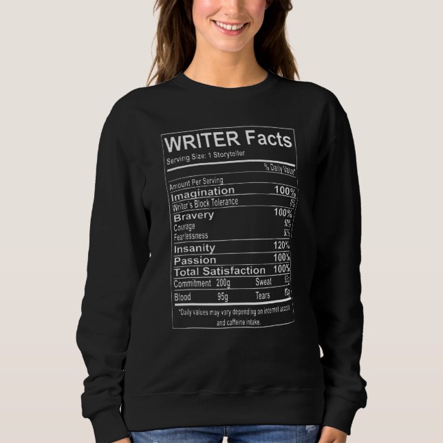 Sudadera Writer Facts Write Author Writing Book (Anverso)