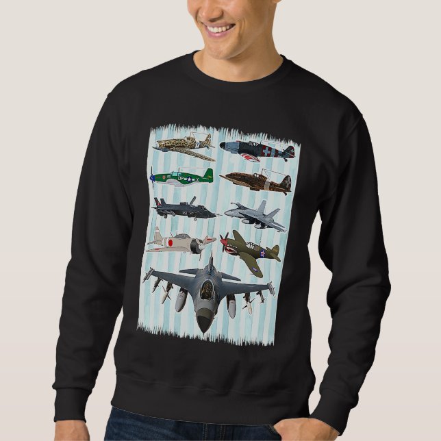 Sudadera WW2 Planes Warbirds P51 Mustang Spitfire Messersch (Anverso)