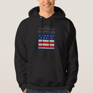 Sudadera WY Wyoming Mi lugar feliz Mapa de bandera de estad