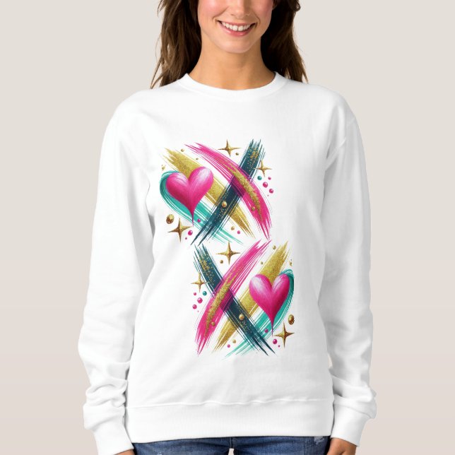 Sudadera X y corazones rosados vibrantes (Anverso)