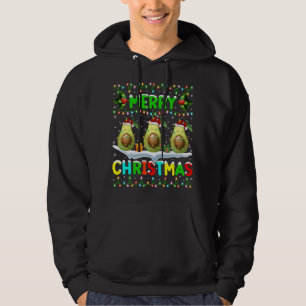 Sudadera Xmas Aguacate alumbrando Santa Hat Feliz Navidad A