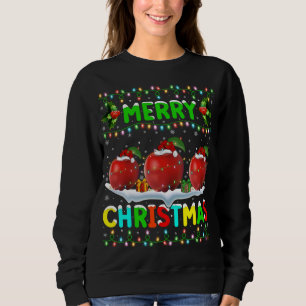 Sudadera Xmas Apple Fruit Lighting Santa Hat Feliz Navidad