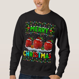 Sudadera Xmas Apple Fruit Lighting Santa Hat Feliz Navidad
