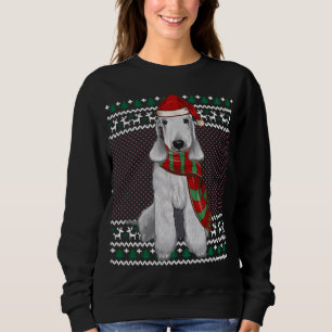 Sudadera Xmas Bedlington Terrier Dog Santa Hat Fea Navidad