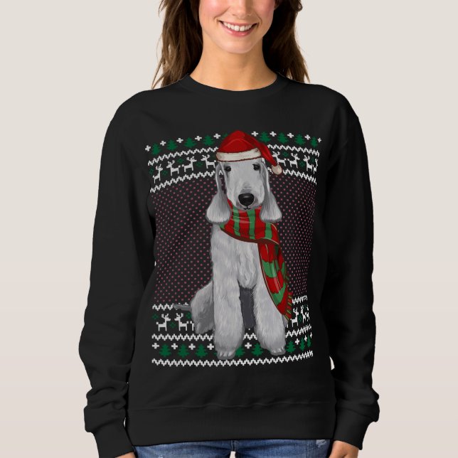 Sudadera Xmas Bedlington Terrier Dog Santa Hat Fea Navidad (Anverso)