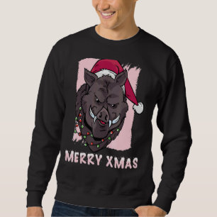 Sudadera Xmas Boar Feliz Navidad Xmas Boares de cerdo Happ