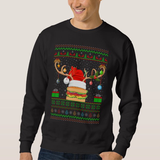 Sudadera Xmas caseros encendiendo sándwich de Santa Ugly (Anverso)