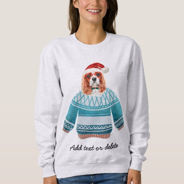 Sudadera Xmas Cavaliel Rey Spaniel Perro Feo De Navidad Mam (Anverso)